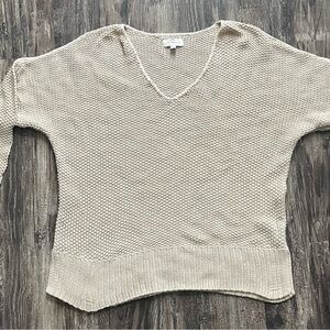 Lucky Brand Women's V-Neck Knit Sweater in Beige